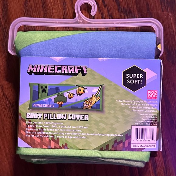 New Minecraft Creeper Bee Body Pillow Case Cover MC soft Mojang Microsoft - NWT - Picture 4 of 5